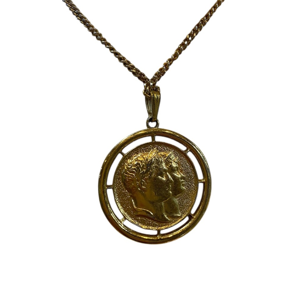 Vintage Medallion Pendant Necklace 20 inch - Picture 3 of 6
